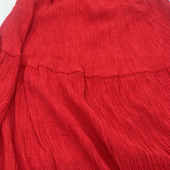 Chelsea28 Women Red Crinkle Maxi Dress Boho Resort Tie Front Spaghetti M - Picture 9 of 10